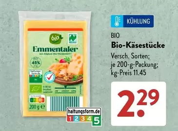 Bio - -Käsestücke Emmentaler