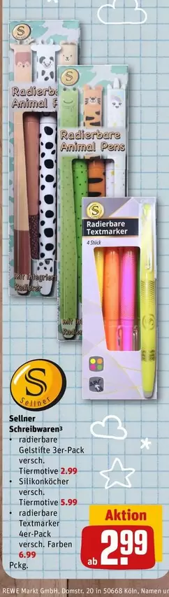 Radierbare Textmarker / Radierbare Gel-Stifte 3er Pack