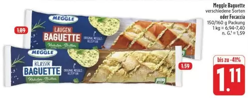 Meggle Baguette verschiedene Sorten oder Focaccia