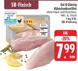 Hähnchenbrustfilet ohne Haut und Knochen, Hkl. A, frisch