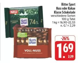 Ritter - Nuss oder Kakao Klasse Schokolade