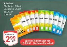 Schulheft DIN A4, 16 Blatt