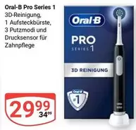 Oral B - Pro Series 1 3D-Reinigung, 1 Aufsteckbürste, 3 Putzmodi und Drucksensor für Zahnpflege