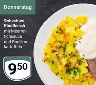 Gekochtes Rindfleisch mit Meerrettichsauce und Bouillonkartoffeln