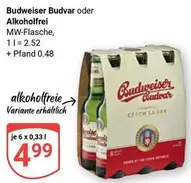 Budweiser -  Budvar oder Alkoholfrei MW-Flasche
