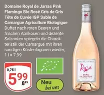 Royal - Domaine de Jarras Pink Flamingo Bio Rosé Gris de Gris Tête de Cuvée IGP Sable de Camargue Agriculture Biologique