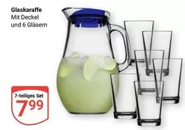 Glaskaraffe mit Deckel und 6 Gläsern