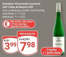 AOC - Domaines Vinsmoselle Auxerrois  Côtes de Remich