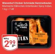 Chicken Schmiede Hammerkeulen Marinierte Hähnchen-Unterkeulen Spicy Indian