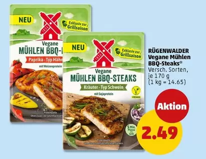 Vegane Mühlen BBQ-Steaks Kräuter - Typ Schwein