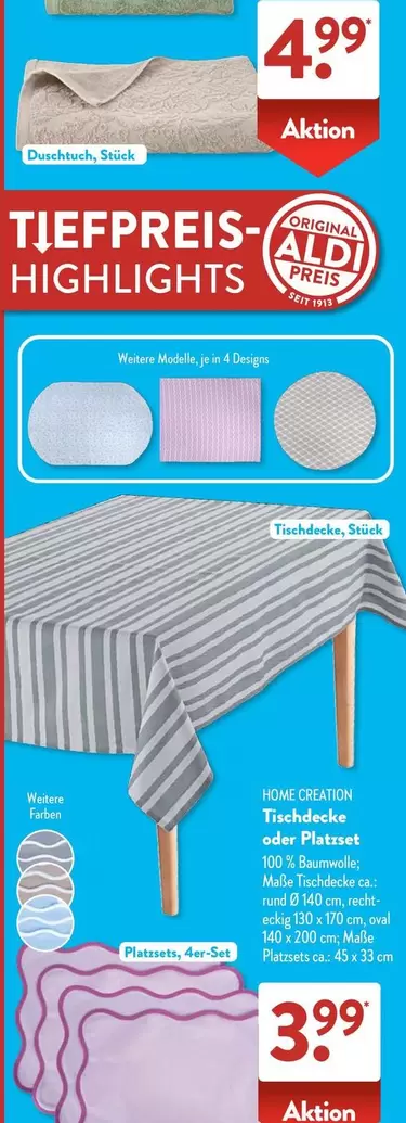 Tischdecke oder Platzset