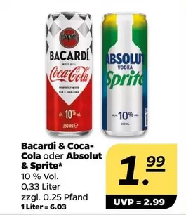 Bacardi - & Coca-Cola oder Absolut & Sprite