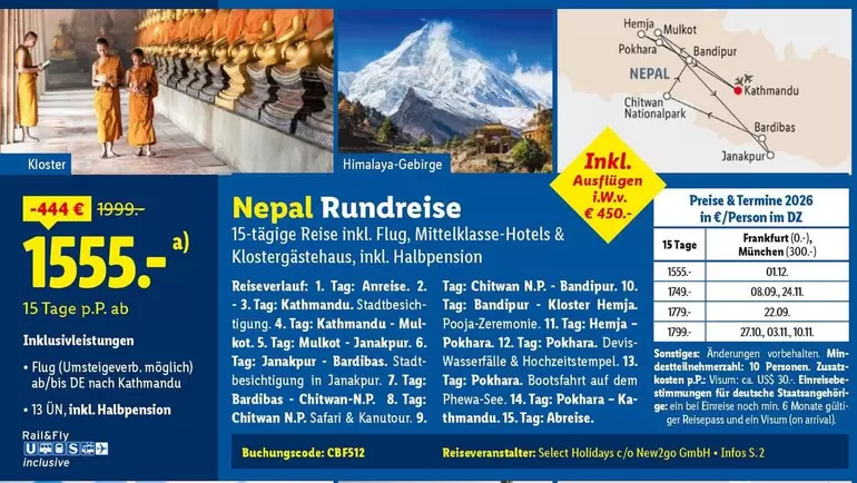 Kloster - Nepal Rundreise 15-tägige Reise inkl. Flug, Mittelklasse-Hotels & gästehaus, inkl. Halbpension