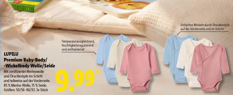 Premium Baby-Body/Wickelbody Wolle/Seide