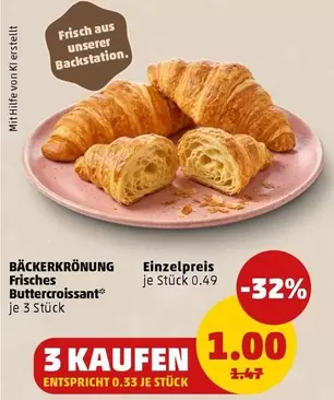 Frisches Buttercroissant