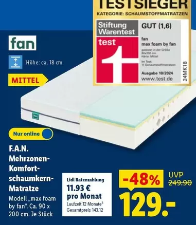 Mehrzonen-Komfort-schaumkern-Matratze