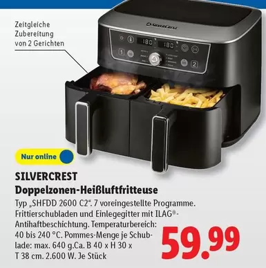 Doppelzonen-Heißluftfritteuse Typ "SHFDD 2600 C2"