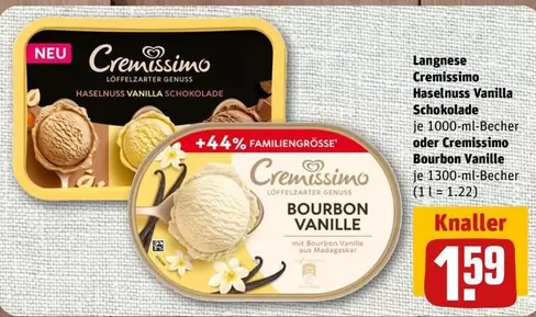 Cremissimo Haselnuss Vanilla Schokolade oder Bourbon Vanille