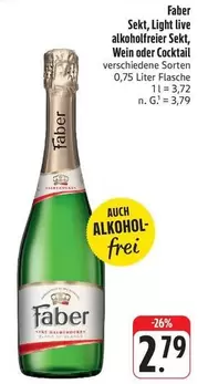 Faber - Sekt, Light live alkoholfreier Sekt, Wein oder Cocktail