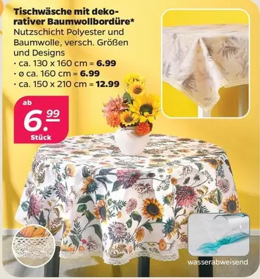 Tischwäsche mit dekorativer Baumwollbordüre