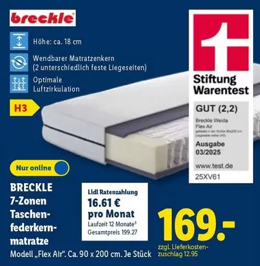 7-Zonen Taschenfederkern-Matratze Modell "Flex Air"