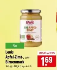 Bio - Apfel-Zimt-, oder Birnenmark