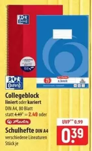 Collegeblock liniert oder kariert DIN A4, 80 Blatt