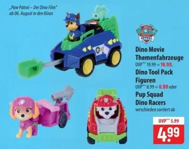 Paw Patrol - Dino Movie Themenfahrzeuge, Dino Tool Pack Figuren, Pup Squad Dino Racers
