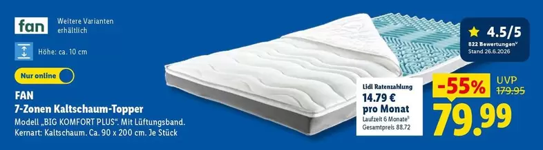 7-Zonen Kaltschaum-Topper