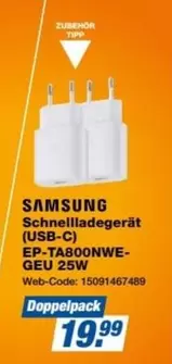Samsung - Schnellladegerät (USB-C) EP-TA800NWE-GEU 25W