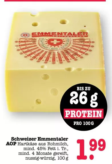 AOC - Schweizer Emmentaler AOP Hartkäse aus Rohmilch