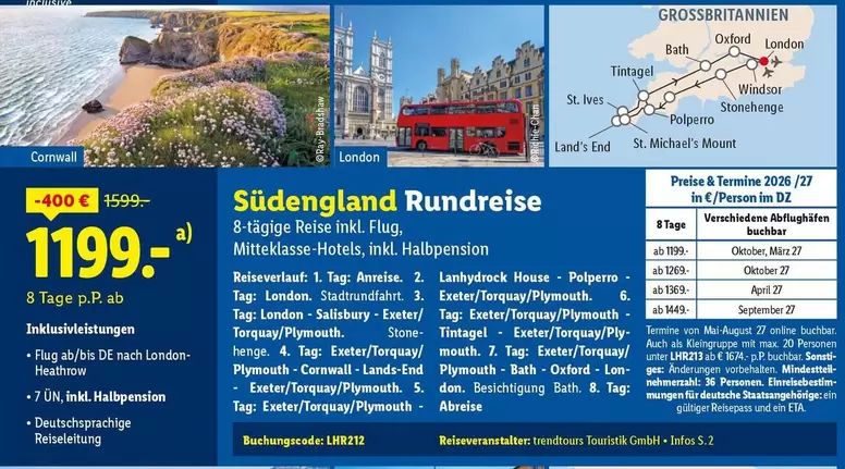Cornwall - Südengland Rundreise