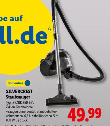 SILVERCREST Staubsauger Typ SBZBK 850 B2