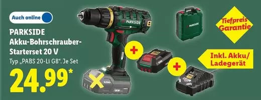 Akku-Bohrschrauber-Starterset 20 V Typ PABS 20-Li G8, 3e Set