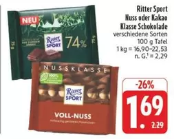Ritter - Nuss oder Kakao Klasse Schokolade