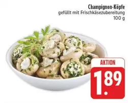 Champignon-Köpfe gefüllt mit Frischkäsezubereitung