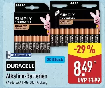 Duracell - Alkaline-Batterien AA oder AAA LR03