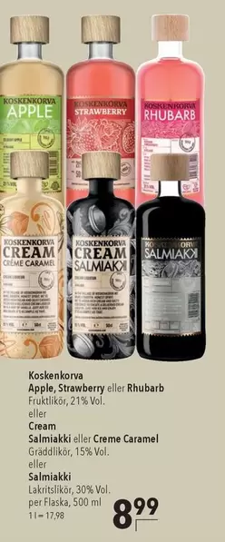 Apple - Koskenkorva , Strawberry, Rhubarb, Cream Salamiaki, Creme Caramel or Salamiaki