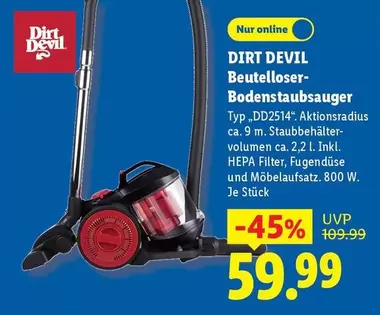 DIRT DEVIL Beutelloser Bodenstaubsauger Typ .DD2514