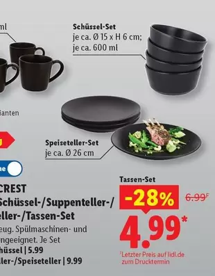 Schüssel-/Suppenteller-/Teller-/Tassen-Set