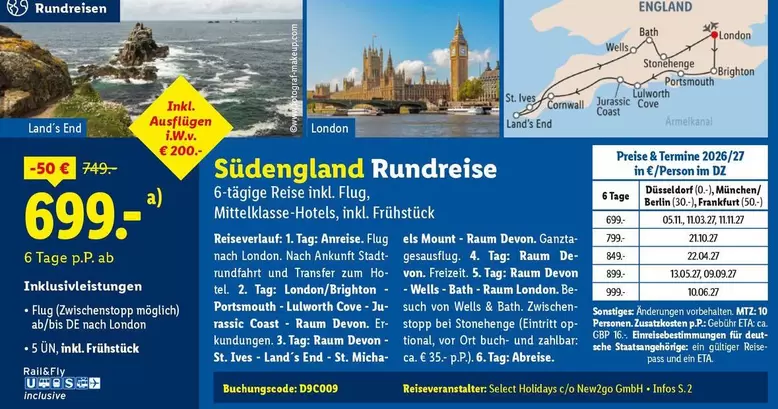 Coast - Südengland Rundreise
