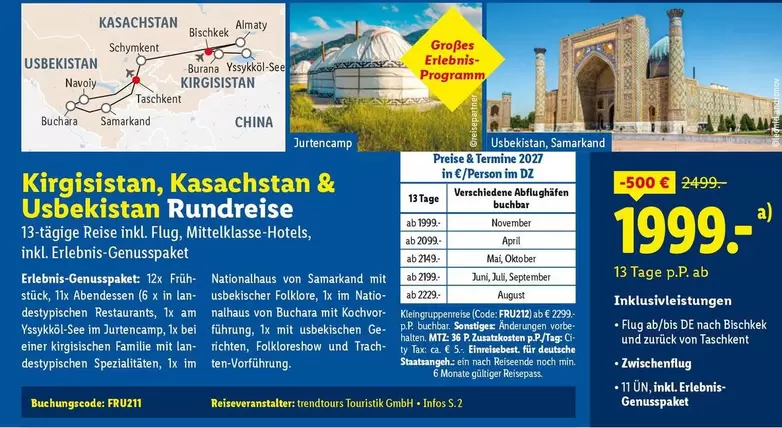 Kirgisistan, Kasachstan & Usbekistan Rundreise