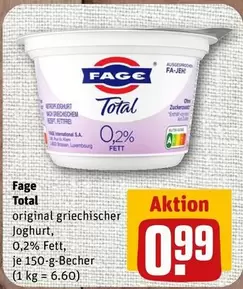 Total original griechischer Joghurt, 0,2% Fett