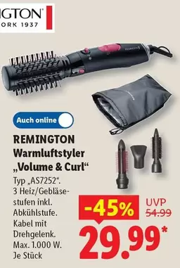 Remington - Warmluftstyler ",Volume & Curl" Typ AS7252