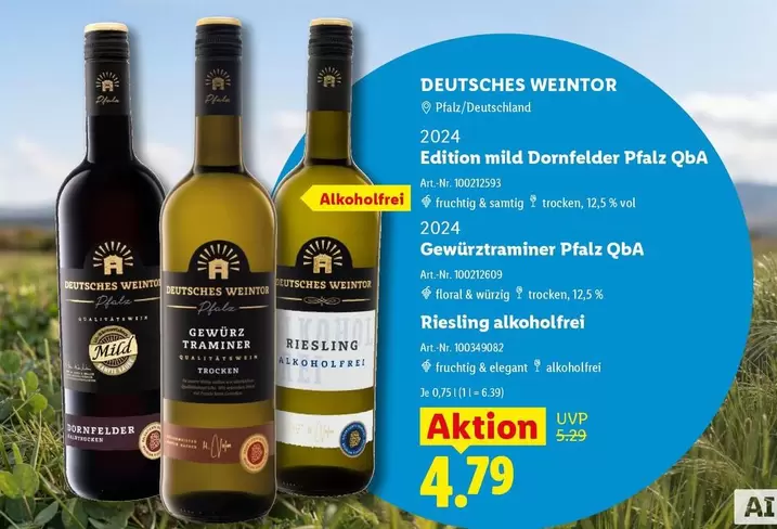 Floral - DEUTSCHES WEINTOR Edition mild Dornfelder Pfalz QbA, Gewürztraminer Pfalz QbA, Riesling alkoholfrei