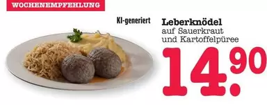 Leberknödel auf Sauerkraut und Kartoffelpüree
