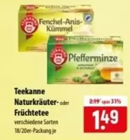 Teekanne Naturkräuter- oder Früchtetee