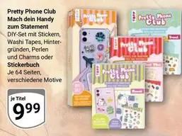Pretty Phone Club DIY-Set mit Stickern, Washi Tapes, Hintergründen, Perlen und Charms oder Stickerbuch