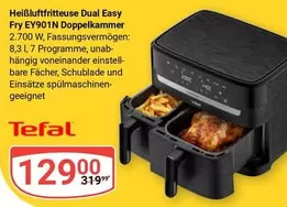 Tefal - Heißluftfritteuse Dual Easy Fry EY901N Doppelkammer