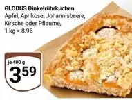 Dinkelrührkuchen Apfel, Aprikose, Johannisbeere, Kirsche oder Pflaume